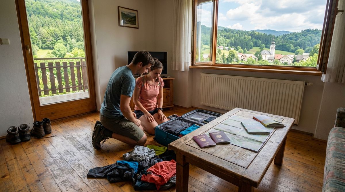 Pár se doma balí na cestu do Slovinska