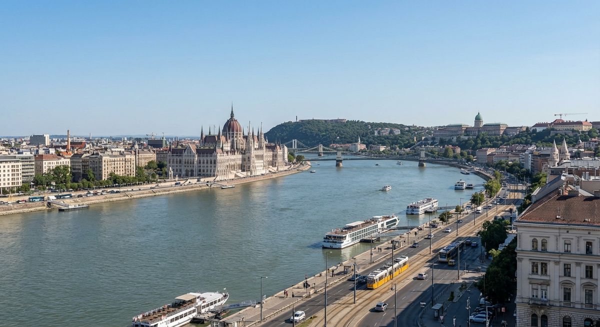 Panorama Budapešti s řekou Dunaj a parlamentem