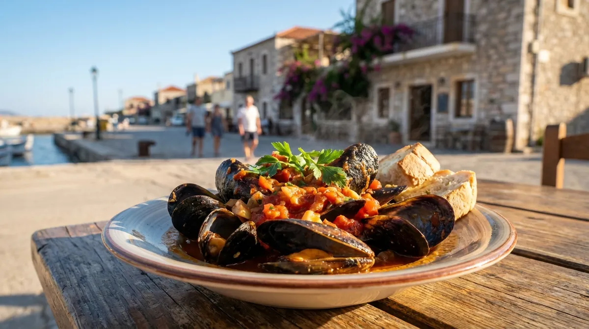 Mušle na buzaru patří k typickým pokrmům černohorského pobřeží