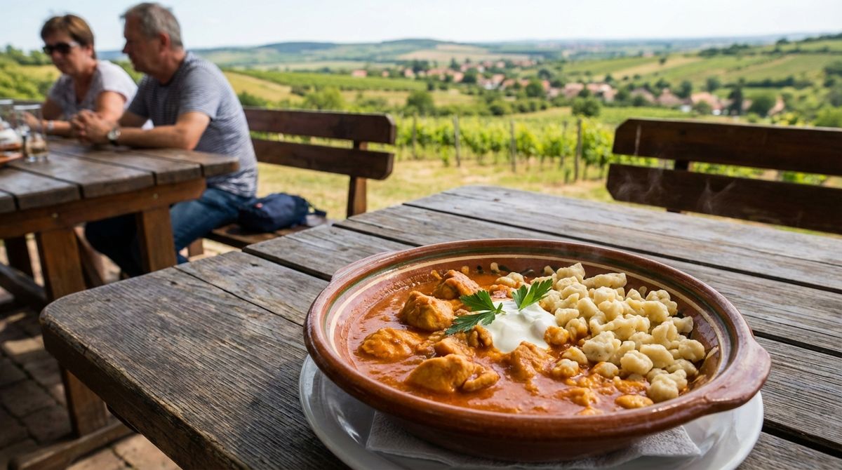 Kuřecí paprikáš s nokedli a zakysanou smetanou
