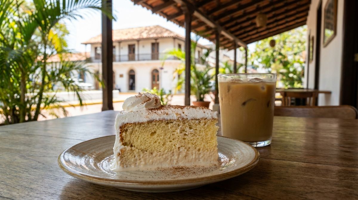 Tres leches, vláčný piškotový dort napuštěný třemi druhy mléka