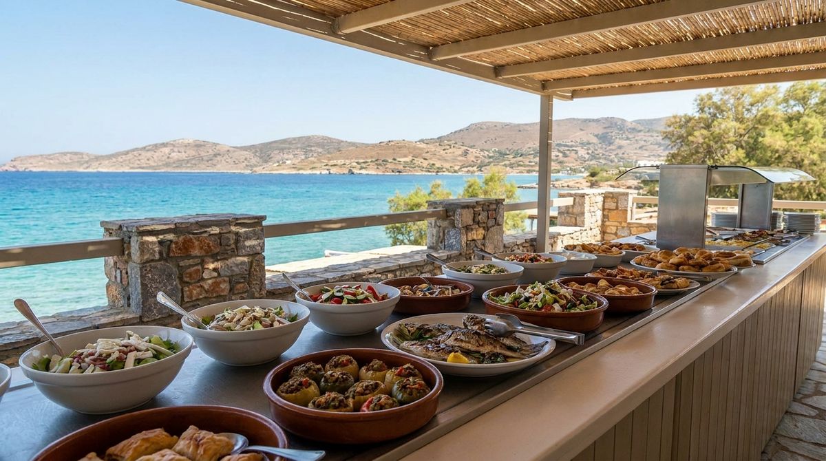 Výběr jídel v hotelové restauraci s all inclusive