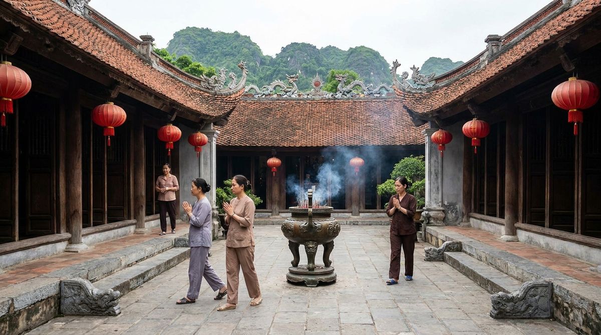 Chrámy a rodinné oltáře připomínají, jak silnou roli mají ve Vietnamu tradice