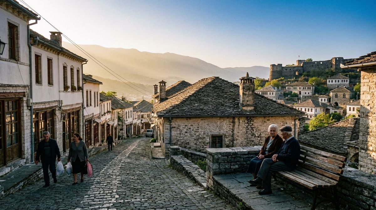 Historické centrum (UNESCO) s výhledem na hrad Gjirokastër