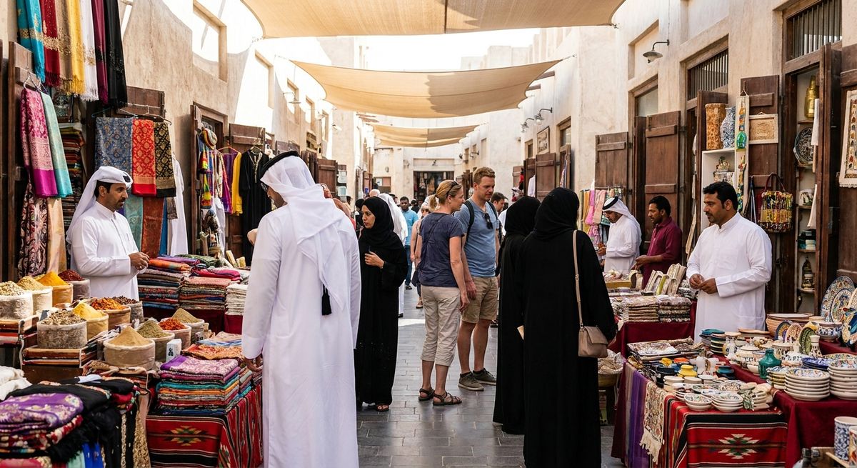 Tradiční katarské tržiště Souq Waqif v&nbsp;Dauhá
